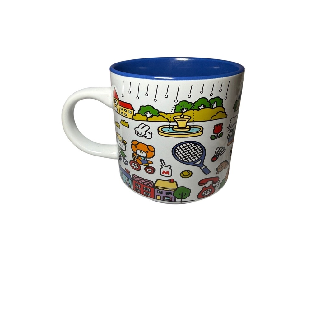 Hello Kitty Sanrio Silver Buffalo Ceramic Mug 13oz Blue White Town Coffee